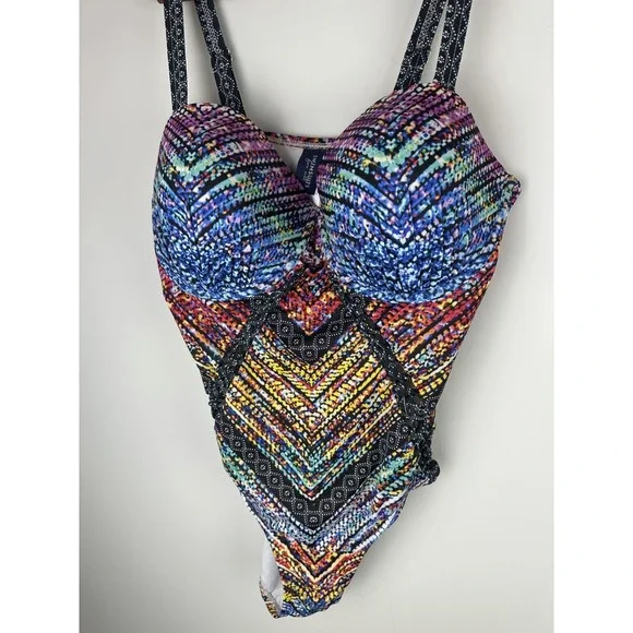 Swimsuits For All Macrame Underwire One Piece Swimsuit Cut Out Plus Size 18 - Picture 4 of 16